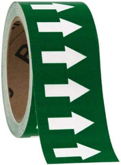 NMC - Pipe Marker with No Legend and Arrow Graphic - 10 to 10" Pipe Outside Diam, White on Green - Benchmark Tooling