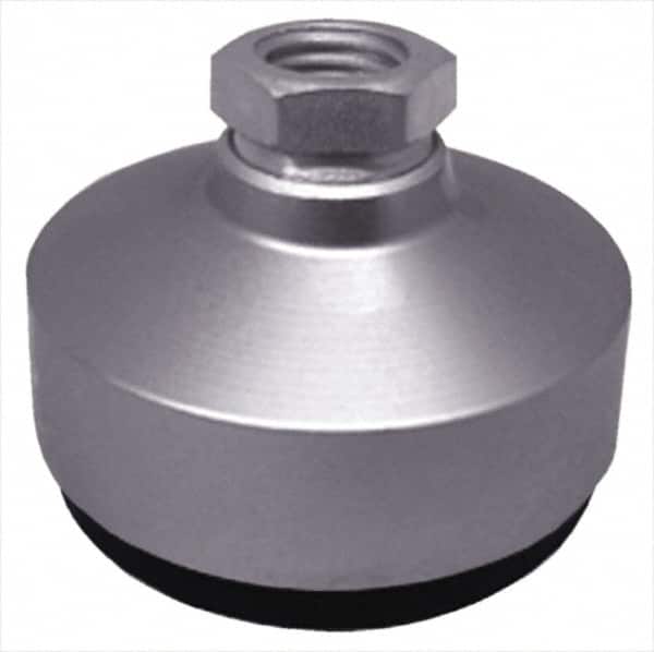 Gibraltar - 100 Lb Capacity, 3/8-16 Thread, 1-1/2" OAL, Stainless Steel Stud, Tapped Socket Mount Leveling Pad - 1-1/4" Base Diam, Stainless Steel Pad, 5/8" Hex - Benchmark Tooling