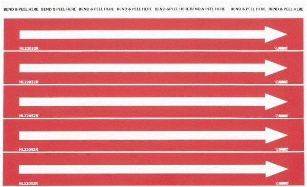 NMC - Pipe Marker with No Legend and Arrow Graphic - 3/4 to 1-1/4" Pipe Outside Diam, White on Red - Benchmark Tooling