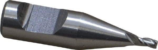 Interstate - 1/16", 3/32" LOC, 1/4" Shank Diam, 31/32" OAL, 3 Flute, Cobalt Square End Mill - Single End, Uncoated, Spiral Flute, Centercutting, Right Hand Cut, Right Hand Flute - Benchmark Tooling