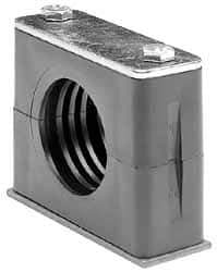 HYDAC - 1.97" Wide x 1.69" High x 1.18" Deep, Polypropylene Standard Duty Stainless Vibration-Control Clamp - Stainless Steel Plate, Mount with Weld Plate, Top Plate, Plastic Clamp Pair, Bolts - Benchmark Tooling