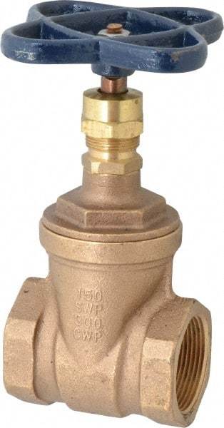 NIBCO - 1-1/2" Pipe, Class 150, Threaded Bronze Solid Wedge Stem Gate Valve - 300 WOG, 150 WSP, Screw-In Bonnet - Benchmark Tooling