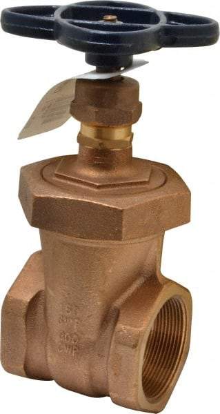 NIBCO - 2" Pipe, Class 150, Threaded Bronze Solid Wedge Stem Gate Valve - 300 WOG, 150 WSP, Union Bonnet - Benchmark Tooling