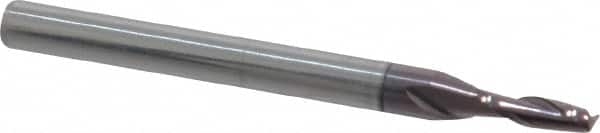 Accupro - 5/64", 1/4" LOC, 1/8" Shank Diam, 1-1/2" OAL, 2 Flute, Solid Carbide Square End Mill - Single End, AlTiN Finish, Spiral Flute, 30° Helix, Centercutting, Right Hand Cut, Right Hand Flute - Benchmark Tooling