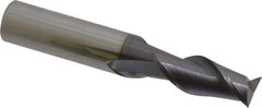 Accupro - 29/64", 1" LOC, 1/2" Shank Diam, 3" OAL, 2 Flute, Solid Carbide Square End Mill - Single End, AlTiN Finish, Spiral Flute, 40° Helix, Centercutting, Right Hand Cut, Right Hand Flute - Benchmark Tooling