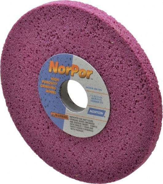 Norton - 7" Diam x 1-1/4" Hole x 1/2" Thick, G Hardness, 46 Grit Surface Grinding Wheel - Aluminum Oxide, Type 1, Coarse Grade, 3,600 Max RPM, Vitrified Bond, No Recess - Benchmark Tooling