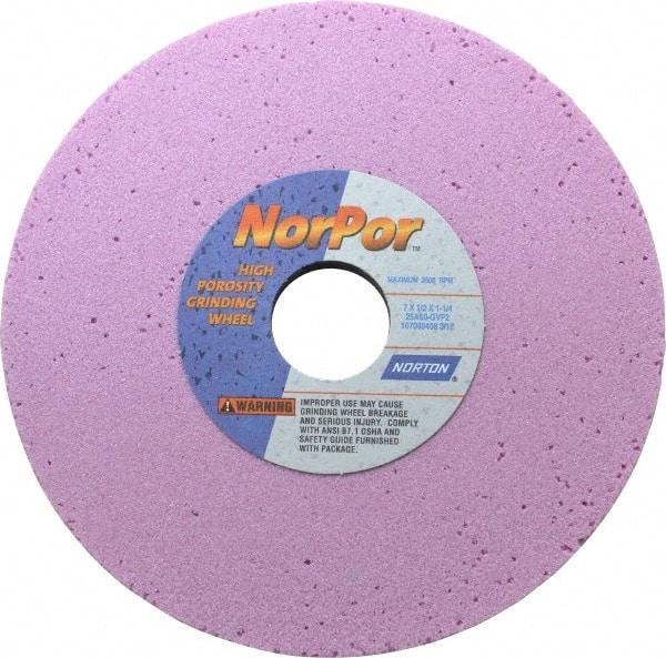 Norton - 7" Diam x 1-1/4" Hole x 1/2" Thick, G Hardness, 60 Grit Surface Grinding Wheel - Aluminum Oxide, Type 1, Medium Grade, 3,600 Max RPM, Vitrified Bond, No Recess - Benchmark Tooling