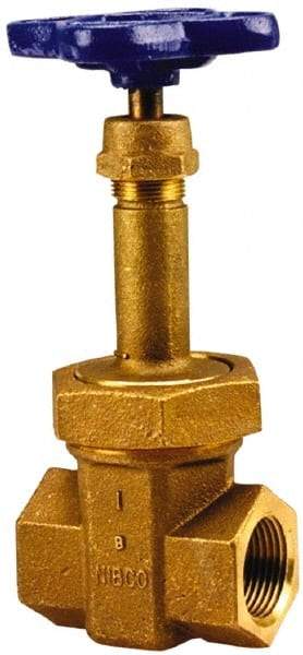 NIBCO - 1-1/4" Pipe, Class 300, Threaded Bronze Alloy Solid Wedge Rising Stem Gate Valve with Stainless Steel Trim - 600 WOG, 300 WSP, Union Bonnet - Benchmark Tooling