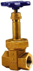 NIBCO - 1-1/2" Pipe, Class 300, Threaded Bronze Alloy Solid Wedge Rising Stem Gate Valve with Stainless Steel Trim - 600 WOG, 300 WSP, Union Bonnet - Benchmark Tooling