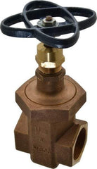 NIBCO - 1-1/2" Pipe, Class 300, Threaded Bronze Alloy Solid Wedge Stem Gate Valve - 600 WOG, 300 WSP, Union Bonnet - Benchmark Tooling