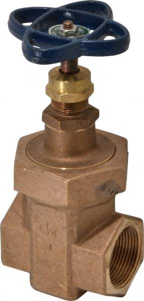 NIBCO - 1-1/4" Pipe, Class 300, Threaded Bronze Alloy Solid Wedge Stem Gate Valve - 600 WOG, 300 WSP, Union Bonnet - Benchmark Tooling