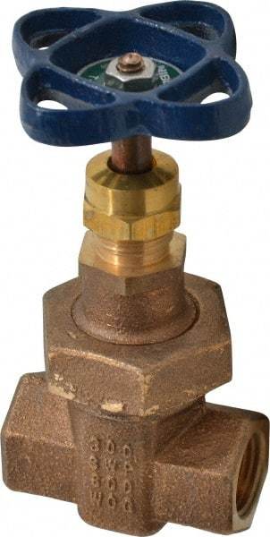 NIBCO - 1/2" Pipe, Class 300, Threaded Bronze Alloy Solid Wedge Stem Gate Valve - 600 WOG, 300 WSP, Union Bonnet - Benchmark Tooling