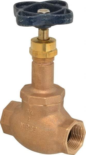 NIBCO - 3/4" Pipe, Threaded Ends, Bronze Integral Globe Valve - PTFE Disc, Screw-In Bonnet, 200 psi WOG, 125 psi WSP, Class 125 - Benchmark Tooling