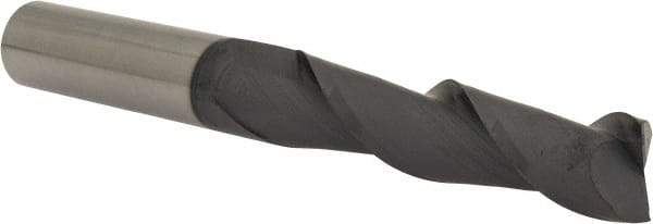 Accupro - 1/2", 2" LOC, 1/2" Shank Diam, 4" OAL, 2 Flute, Solid Carbide Square End Mill - Single End, AlTiN Finish, Spiral Flute, 40° Helix, Centercutting, Right Hand Cut, Right Hand Flute - Benchmark Tooling