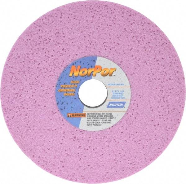 Norton - 8" Diam x 1-1/4" Hole x 1/2" Thick, H Hardness, 46 Grit Surface Grinding Wheel - Aluminum Oxide, Type 1, Coarse Grade, 3,600 Max RPM, Vitrified Bond, No Recess - Benchmark Tooling