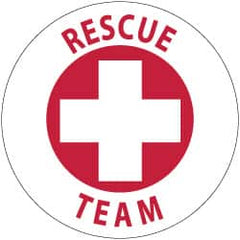 NMC - Rescue Team, Hard Hat Label - Red on White, 2" Thick, For Accident Prevention - Benchmark Tooling