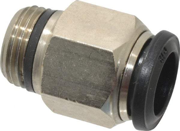 Alpha Technologies - 12mm Outside Diam, 3/8 Universal, Nickel Plated Brass Push-to-Connect Tube Male Connector - 250 Max psi, Tube to Universal Thread Connection, Buna O-Ring - Benchmark Tooling
