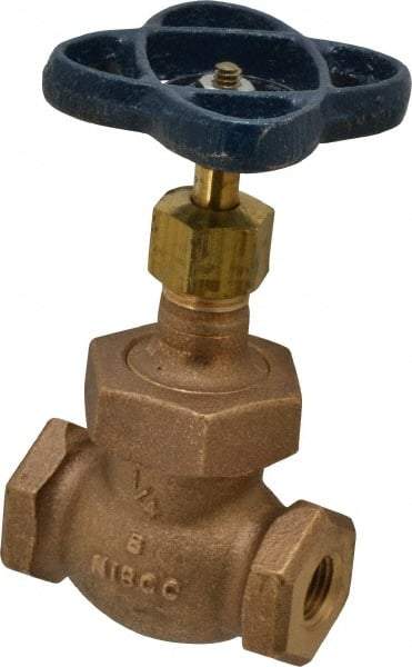 NIBCO - 1/4" Pipe, Threaded Ends, Bronze Integral Globe Valve - PTFE Disc, Screw-In Bonnet, 200 psi WOG, 125 psi WSP, Class 125 - Benchmark Tooling