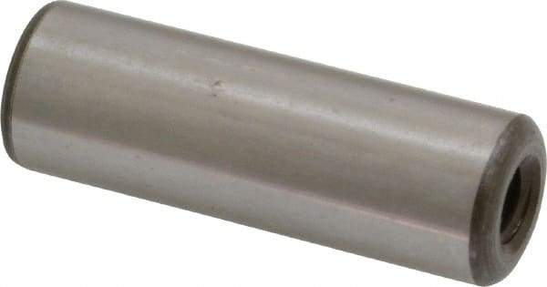 Jergens - 1/2" Diam x 1-1/2" Pin Length C-1215 Alloy Steel Pull Out Dowel Pin - C 47-58 & C 60-64 (Surface) Hardness, 1 Beveled & 1 Threaded End - Benchmark Tooling