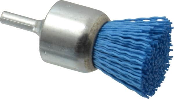 Value Collection - 1-3/16" Brush Diam, End Brush - Fine Grade, 1/4" Diam Shank, 18,000 Max RPM - Benchmark Tooling