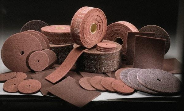 3M - 14" Medium Grade Aluminum Oxide Deburring Disc - 1-1/4" Center Hole, Arbor Connection, Maroon, 1,600 Max RPM - Benchmark Tooling