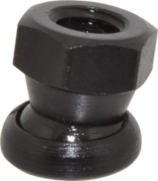 Jergens - 3/8-16, 11/16" Pad Diam, Uncoated Bottom, Steel Toggle Pad - 25/32" OAL, 5/8" Width Across Flats, Black Oxide Coated, Grade 4140, 6° Swivel Angle - Benchmark Tooling