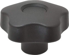 Elesa - 1.97" Head Diam, 5 Point Lobed Knob - 5/16-18 Hole, Thermoplastic, Black - Benchmark Tooling