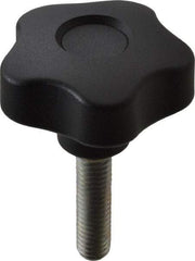 Elesa - 1.97" Head Diam, 5 Point Lobed Knob - 3/8-16 Stem, Thermoplastic, Black - Benchmark Tooling