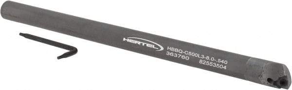 Hertel - 0.54" Min Bore Diam, 8" OAL, 1/2" Shank Diam, HBBQ Indexable Boring Bar - 5" Max Bore Depth, WPGT Insert, Screw Holding Method - Benchmark Tooling