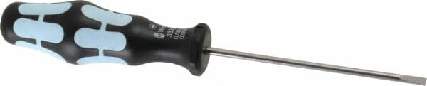 Wera - 3mm Blade Width, 161mm OAL Stainless Steel Slotted Screwdriver - 80mm Blade Length, Round Shank, Ergonomic Handle - Benchmark Tooling