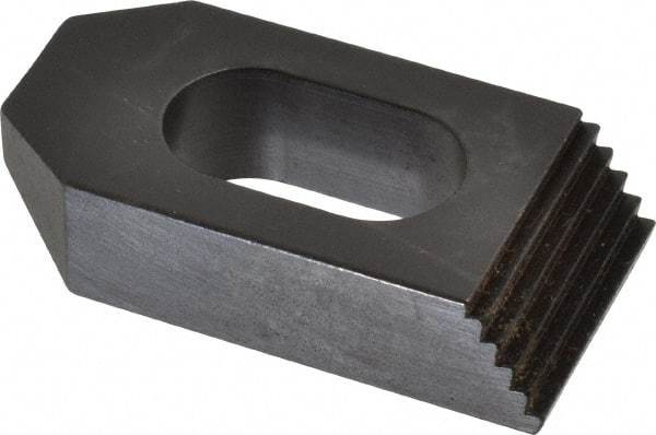 Jergens - 5/8" Stud, Low Carbon Steel, Plain Strap Clamp - 1/2" Travel, 2-1/2" OAL x 1-1/4" Wide x 5/8" High, Black Oxide Finish, Tapered Nose - Benchmark Tooling