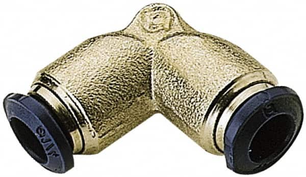 Alpha Technologies - 1/4" Outside Diam, Nickel Plated Brass Push-to-Connect Union Elbow - 250 Max psi, Tube to Tube Connection, Buna O-Ring - Benchmark Tooling