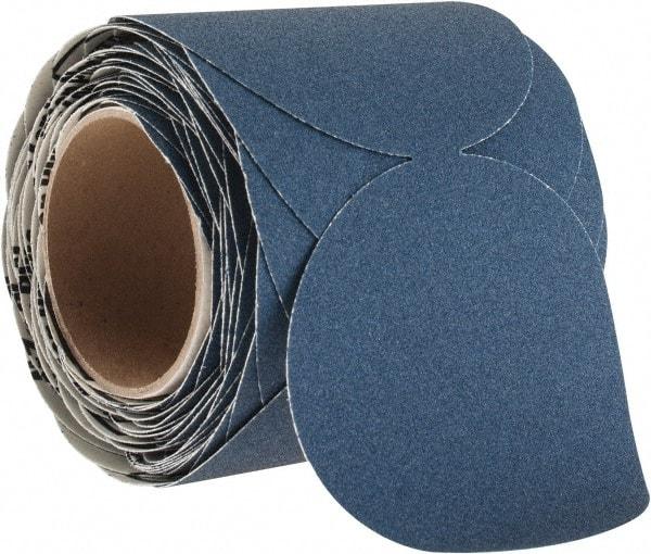 Norton - 5" Diam, 100 Grit Zirconia Alumina Adhesive PSA Disc - Medium Grade, Blue, F Weighted Backing, Flexible - Benchmark Tooling