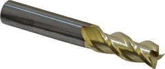 Accupro - 3/8", 7/8" LOC, 3/8" Shank Diam, 2-1/2" OAL, 3 Flute, Solid Carbide Square End Mill - Single End, ZrN Finish, Spiral Flute, 40° Helix, Centercutting, Right Hand Cut, Right Hand Flute - Benchmark Tooling