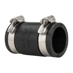 Made in USA - 1-1/4" PVC Flexible Pipe Coupling with Clamp - 3-1/2" Long, Pipe x Pipe, Stainless Steel Clamp - Benchmark Tooling