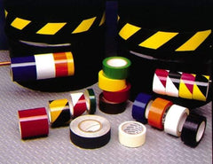 NMC - Magenta & Yellow Striped Vinyl Tape - 2" Wide x 108' Long x 0.002" Thick, General Traffic - Benchmark Tooling