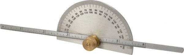 Value Collection - 0 to 6 Inch Rule Measurement Range, 0 to 180° Angle Measurement Range, Half Round Head Stainless Steel (Rule); Steel (Head) Protractor and Depth Gage - Accurate up to 0.5°, 1° Angle Graduation - Benchmark Tooling