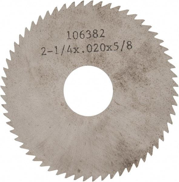 Made in USA - 2-1/4" Diam x 0.02" Blade Thickness x 5/8" Arbor Hole Diam, 60 Tooth Slitting and Slotting Saw - Arbor Connection, Solid Carbide, Concave Ground - Benchmark Tooling