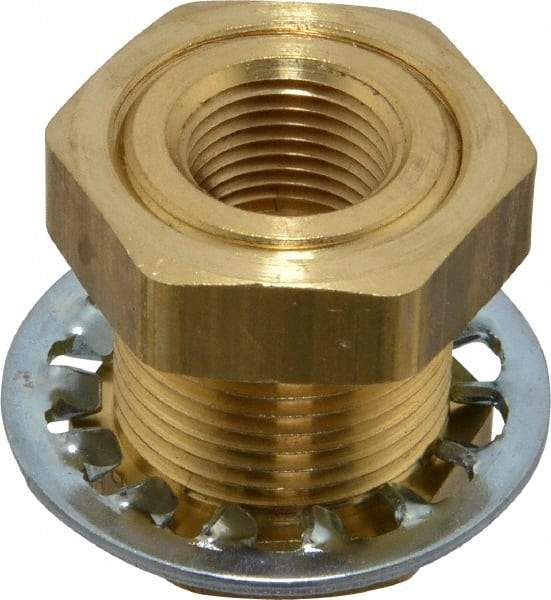 Parker - 1-14 Male Thread x 3/8 Female Thread, Brass Industrial Pipe Anchor Coupling - Male Straight Thread O-Ring x Female NPTF, 1,000 psi - Benchmark Tooling