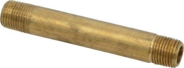 Parker - 1/8 Male Thread, Brass Industrial Pipe Long Nipple - MNPTF, 1,000 psi - Benchmark Tooling