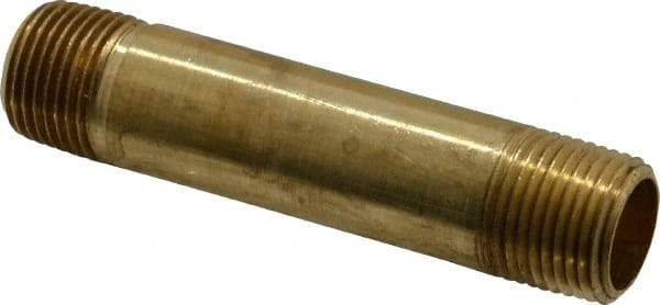 Parker - 3/8 Male Thread, Brass Industrial Pipe Long Nipple - MNPTF, 1,000 psi - Benchmark Tooling
