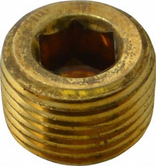 Parker - 3/8 Male Thread, Brass Industrial Pipe Hollow Hex Plug - MNPTF, 1,000 psi - Benchmark Tooling