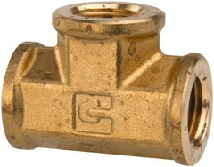 Parker - 1/4 Female Thread, Brass Industrial Pipe Female Tee - FNPTF, 1,000 psi - Benchmark Tooling