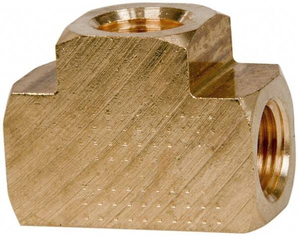 Parker - 1/8 Female Thread, Brass Industrial Pipe Female Tee - FNPTF, 1,000 psi - Benchmark Tooling
