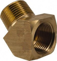 Parker - 3/4 Male Thread x 3/4 Female Thread, Brass Industrial Pipe 45° Street Elbow - MNPTF x FNPTF, 1,000 psi - Benchmark Tooling