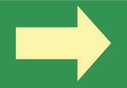 NMC - Right Arrow (Graphic), Plastic Exit Sign - 10" Wide x 7" High, Glow-in-the-Dark - Benchmark Tooling