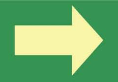 NMC - Right Arrow (Graphic), Pressure Sensitive Vinyl Exit Sign - 10" Wide x 7" High, Glow-in-the-Dark - Benchmark Tooling