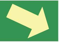 NMC - Right Down Arrow (Graphic), Plastic Exit Sign - 10" Wide x 7" High, Glow-in-the-Dark - Benchmark Tooling
