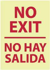 NMC - No Exit, Pressure Sensitive Vinyl Exit Sign - 14" Wide x 20" High, English/Spanish, Glow-in-the-Dark - Benchmark Tooling