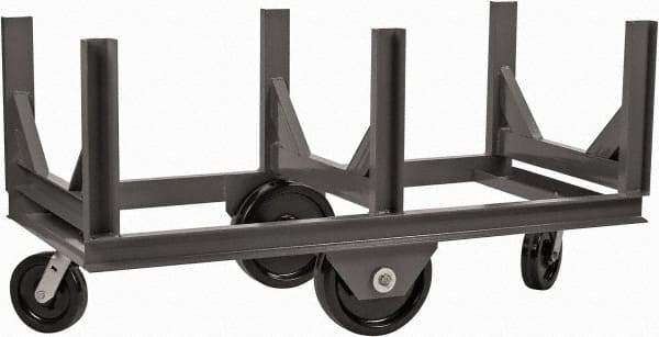 Durham - 4,000 Lb Capacity Steel Bar Cradle Truck - Steel Deck, 96" OAW, Phenolic Casters - Benchmark Tooling